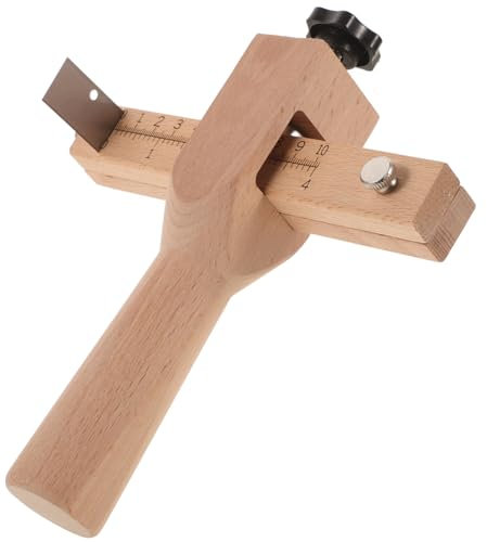 SEWACC Gürtelschneidewerkzeug Aus Holz Für Lederstreifen Verstellbarer Griff Mit Knopf Für Präzises Schneiden Lederhandwerksschneidewerkzeug