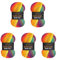 5 x 100g Wollbiene Batik Fine 500 Gramm Wolle mit Farbverlauf mehrfarbig Multicolor Strickwolle Häkelwolle (5910 regenbogen)