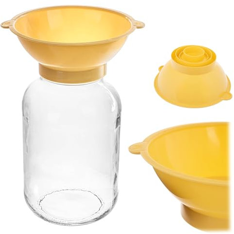 KADAX Embudo de plástico para tarros de cristal, embudo para llenar tarros de conservas con un diámetro de 43 mm a 100 mm, embudo para conservas (amarillo)