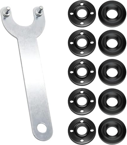 1 amoladora de brida angular, 10 tuercas de sujeción rápida para amoladora angular | Kit de llaves de brida y tuercas de brida, contratuercas de metal compatibles con Milwaukee Makita Bosch (4.5 5 5/8-11)