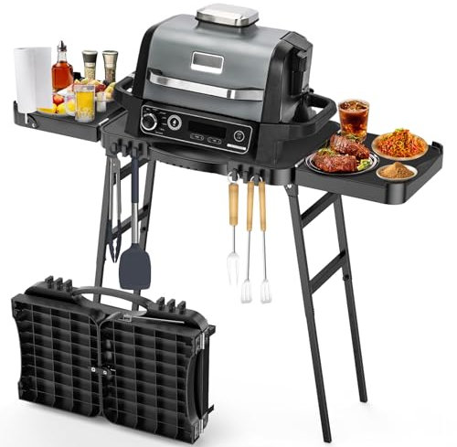 Outdoor Grill Stand for Ninja Woodfire Grill(OG701 OG850 OG951), Ninja Pizza Oven, Air fryer, 51in Large Space for Blackstone 17/22 Griddle, Onni Pizza Oven, Adjustable Height (26-34)