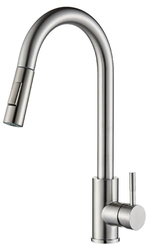 HARNART Kitchen Tap, Stainless Steel Touch Kitchen tap with Pull Out Spray Hose 1 Hole,360° Swivel Kitchens Sink Mixer with 2-Mode Sprayer,Brushed Nickel
