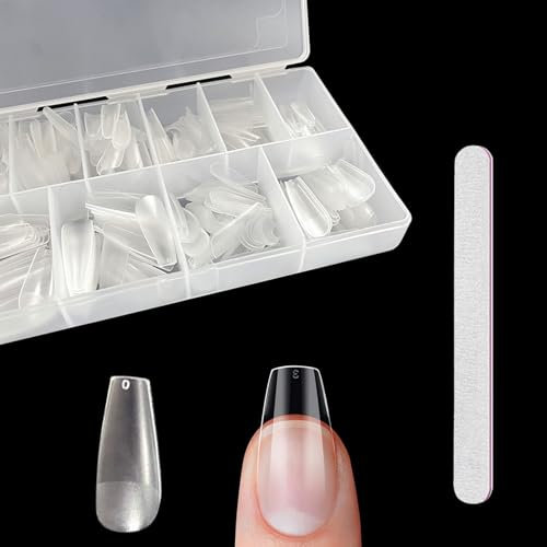 500 Pezzi Unghie Finte Corte in Gel, 10 Taglie Punte per Unghie Finte, Set di Unghie Finte Naturali, Copertura Completa Punte per Unghie,Acrilico Unghie Finte Naturale per Unghie Finte Per La Nail Art