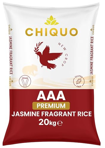 Chiquo AAA Premium Jasmine Fragrant Rice 20kg - Vegan & Gluten Free | AAA Grade - 100% Gluten Free - Ideal For Asian And Afro-Caribbean Cooking