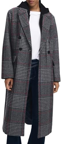 Desigual Abrigo, modelo Capucha Check, gris medio, talla XL (2007)