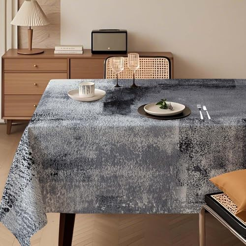 Tischdecke 100x140 cm Schwarz Grau und Blau Modern Kunst Gemälde Tischdecke Abwaschbar Klein Rechteck Tablecloth Dekoration Aesthetic Tischdecken für Herbst Party Hochzeiten Feiertage Geburtstag