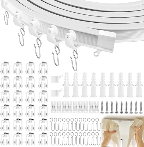 Rail de rideau flexible 3M - Avec roulettes silencieuses - Pour rideaux, séparateur de pièce, camping-car, rideau de douche - Système de rails de rideau d'hôpital