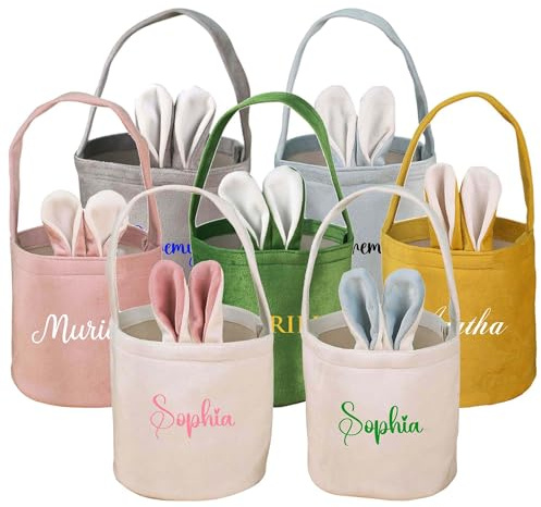 Personalisierte Osterkorb benutzerdefinierte Name Osterhase Korb mit Hasenohren und Griff Osterdekorationen Party Supplies Muttertag Geschenk