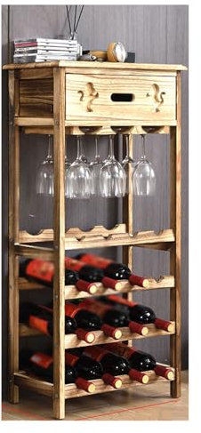 Weinregal Holz Weinregal zum Aufhängen von Gläsern Boden Weinaufbewahrung mit Schubladen Ideal für Bars und Häuser Perfekt für Restaurants und Weinschränke