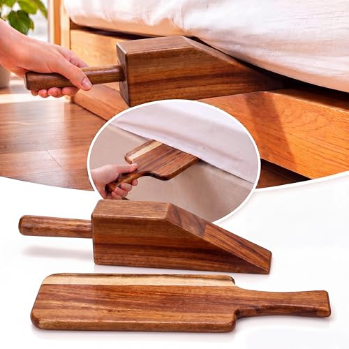 Leinuosen Mattress Lifter & Bed Maker Tool for Changing Sheets, Mattress Wedge Elevator, Bed Sheet Tucking Paddle Effortless Lifting Tuck Sheets Alleviating Back Pain(Acacia Wood,Wood)