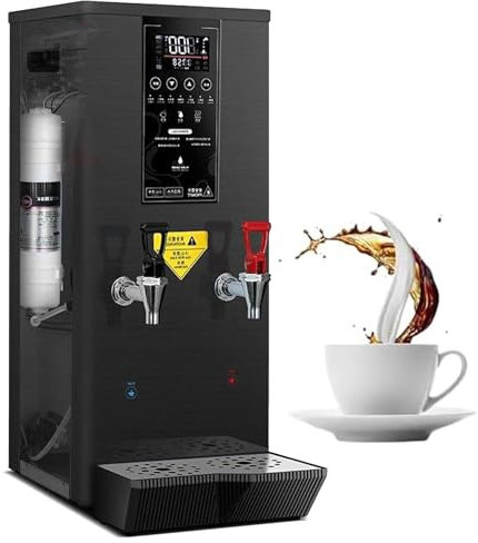 Commercial Electric Water Boiler with Double Tap for Hot Drinks and Tea, Featuring Temperature Display and Timer, Adjustable from 40-100°C