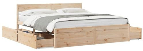 Eleganz Massivholzbett Kiefer 200x200 cm - Natürliches & Langlebiges Bettgestell ohne Matratze für Schlafzimmer, Rustikales Design für Erholsamen Schlaf