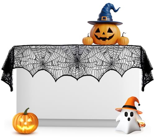 Spinnennetz Halloween, Halloween Spinnennetz Deko, Grusel Deko Für Kamin, Tür Und Party, 46 X 248 cm, Schwarz
