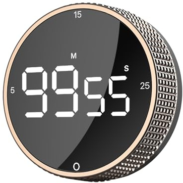 Temporizador digital magnético mejorado para cocina y productividad, alarma fuerte, temporizador visual Pomodoro con pantalla LED grande, 3 ajustes preestablecidos (5/15/25 min), 3 niveles de volumen