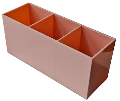 eKsdf Soporte para pinceles de maquillaje con 3 compartimentos, acrílico, color rosa