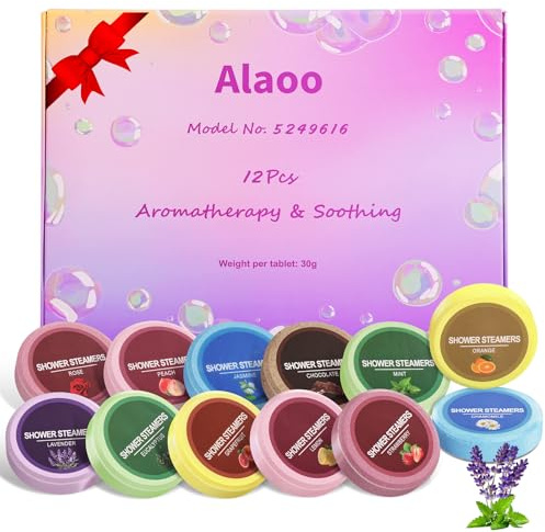 Alaoo Bombe da Bagno, 12 pcs Set di Sali da Bagno, Shower Bomb Con Oli Essenziali Naturali, Aromaterapia Bombe da Doccia, Profumo Floreale Bath Bomb, Adatto Ragazza Donna Bambini(B)