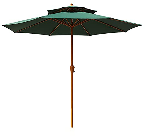 QYYZTQY Ombrellone da Giardino venature del Legno Imitazione con Doppio manovella e Stecche, baldacchino Ottagonale in Poliestere per Balcone Piscina all'aperto, Base Non Inclusa (Colore : Gre