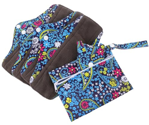 SEWOART 6 Stück Wiederverwendbare Damenbinden Blau mit Bambuskohle Waschbare Saugstarke Menstruationsauflage Auslaufsicher Umweltfreundlich für Mittleren Fluss und Alltag Geeignet