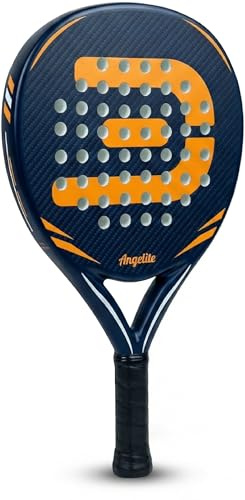 Racchetta da padel Angelite AG1 con 2 anni di garanzia | Telaio leggero e robusto in fibra di carbonio da 360 g, superficie in fibra di vetro e schiuma EVA FlexCore per il massimo controllo