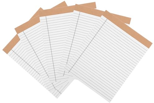 TEHAUX Blocco Note Legale a Righe 203x280 Mm 5 Pezzi Confezione, Blocchi per Appunti Ufficio Perforati Strappabili, Carta da Lettere Legale Bianca per Riunioni e Lavoro Quotidiano