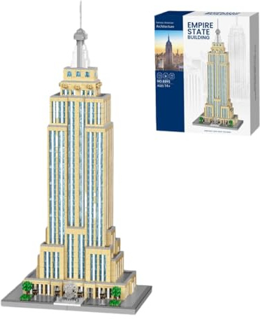 New York Empire State Bausteine Bausatz, Gedenk Architektur Modellbausatz, Weltberühmter Wahrzeichen Architektur Haus Bauklötze, Modular Haus Modell Kit für Erwachsene (8893)
