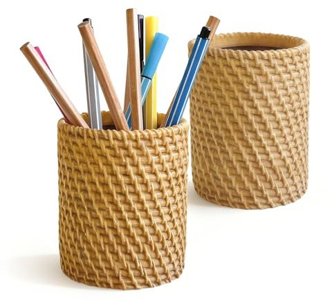 RFYTDCF 2 PCS Resin Pen Holders, Multifunctional Pencil Pots Handmade Pen Pots for Desk Resin Desktop Storage for Office Classroom Dressing Table