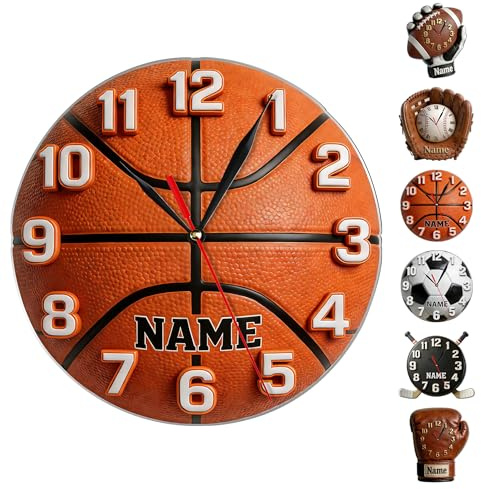 Orologio da Parete Basket Personalizzato con Nome, Arredamento Basket Personalizzato per Camera da Letto, Sala Giochi, Ufficio, Regalo per Atleta, Fidanzato, Papà, Allenatore, Compleanno, Laurea