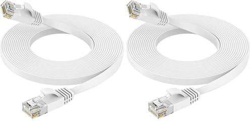 Ercielook Câble Ethernet 10m Cat6 - Rj45 Plat Lan 1000 Mbit/s Câble Internet pour Routeur Switch PC Portable Smart TV (Lot de 2)