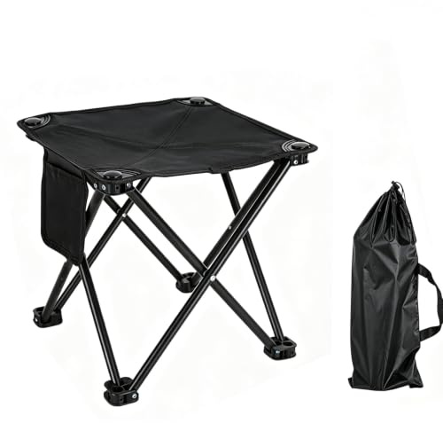 Chingcoo campingpall, bärbar hopfällbar pall med förvaringspåse, fotpall utomhus, minihopfällbar pall, lätt sits vikbar pall vikbar för camping, fiske, vandring, trädgård, grillning