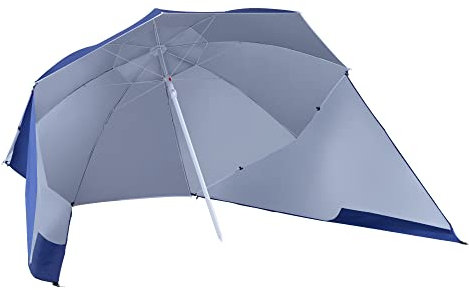 Outsunny Parasol de plage parasol abri solaire contemporain protection UPF 50+ sac transport fourni bleu marine
