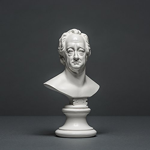 Johann Wolfgang von Goethe Skulptur aus hochwertigem Zellan, echte Handarbeit Made in Germany, Büste in weiß, 17cm