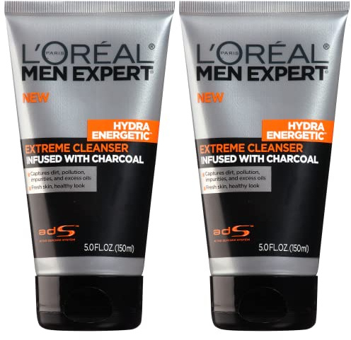 L'Oreal Paris Men Expert Hydra Energetic Daily Facial Cleanser with Charcoal, 2 ct.