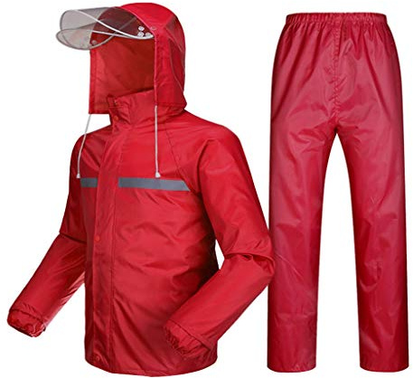 LAXF-Abbigliamento funzionale Indumenti Impermeabili Tuta 2 Pezzi, Impermeabile Abiti da Pioggia per Uomo Robusto Impermeabile con Cappuccio Motocicletta Golf Pesca Lavoro all'aperto