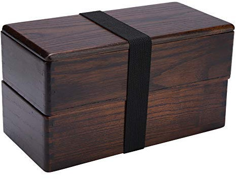 Jeffergarden Natürliche Holz Double Layer Gesunde Lunchbox Tragbare Doppelschicht Rechteck Lagerung Lebensmittelbehälter für Schule Büro Picknick Sushi