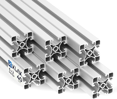KLAK 40 - Aluprofil 6 Stück 40x40mm light 2m System-, Montageprofil Nut 8 | Für Camperausbau, Sim-Rigs & Anhänger. Kompatibel mit Nut-8-Zubehör. Eloxiert, witterungsbeständig, 6 × 2 m = 12 m, silber