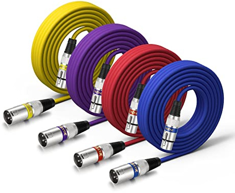 EBXYA XLR-Mikrofonkabel 7.6m 4er-Pack mehrfarbig für Studio & PA | Symmetrisch, Stecker auf Buchse, abgeschirmt, robust, rauscharm, professionell