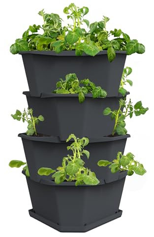 GUSTA GARDEN Paul Potato Kartoffelturm 4 Etagen Anthrazit - Hochbeet Turm Kartoffeln - Garten & Balkon - Schädlingsschutz - 0,2m² - 56L Erdvolumen