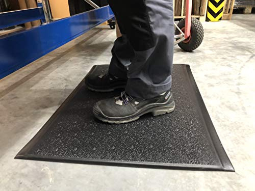 SOFT STEP Comfort | 2-lagige Anti-Ermüdungsmatte | Profi Komfort-Arbeitsplatzmatte | gehärtete Oberfläche | 100% Vinylschaum | Texturiert 13mm hoch (90cm x 120cm, Schwarz)