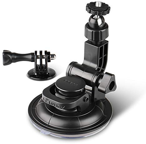 HSU Soporte de Ventosa para Coche Compatible con Cámaras GoPro Hero 13/12/11/10/9/8/7/6/5/4/3, Osmo Action, Insta360, Parabrisas y Ventanillas