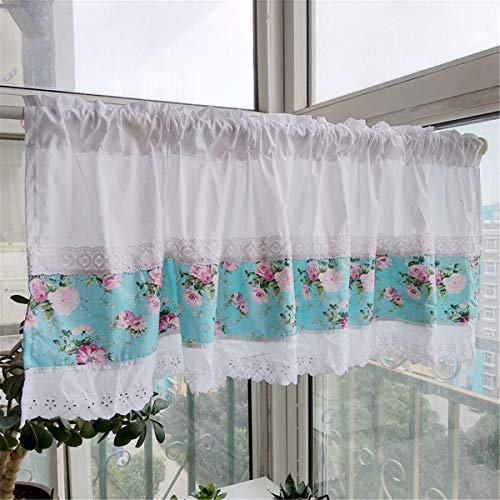 Dreamskull Scheibengardine Bistrogardine Landhaus Kurz Küche Modern Kurzstores Gardinen Kurzgardinen Küchengardine Stangendurchzug Weiß mit Blumenmuster Kleinfenster 150 cm Breit (Weiß, HxB 60x150cm)