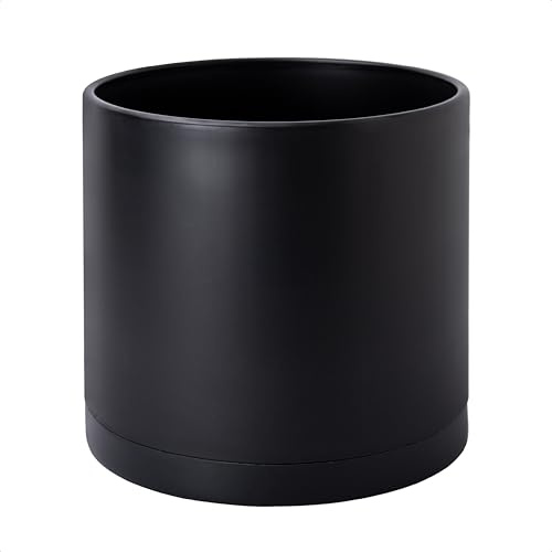 D'vine Dev 74-X-B-3 Kunststoff-Pflanztöpfe für Blumentopf mit Ablaufloch und nahtlosen Untersetzern, Schwarz, 30,5 cm