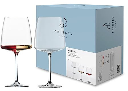 Zwiesel Glas Vivid Senses - Bicchiere da vino vellutato e lussureggiante (set da 2 pezzi) in filigrana, lavabile in lavastoviglie, prodotto in Germania (art. n. 122428)