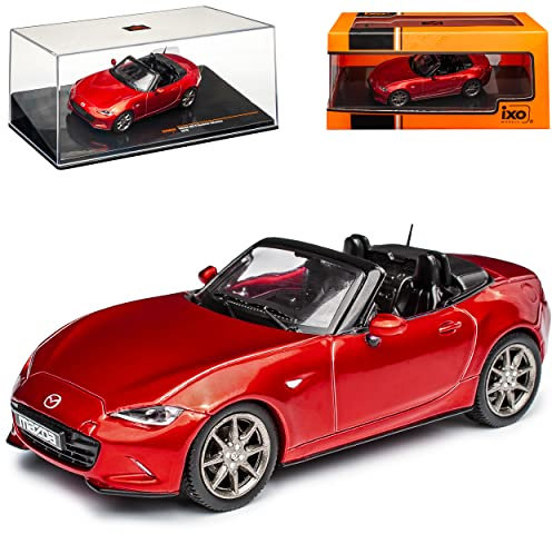 Ixo Mazda MX-5 ND Cabrio Roadster Rot Metallic Ab 2015 1/43 Modell Auto mit individiuellem Wunschkennzeichen