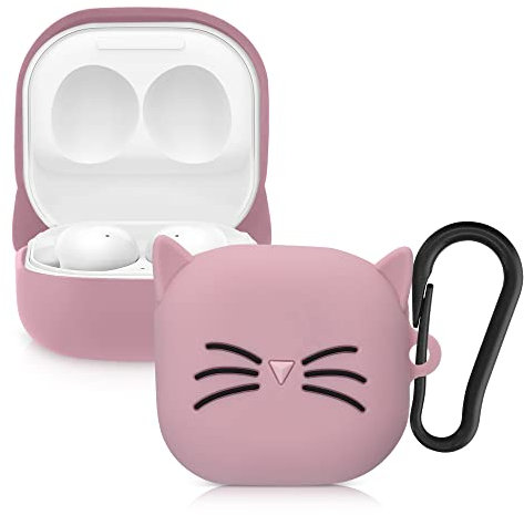 kwmobile Carcasa para Auriculares Compatible con Samsung Galaxy Buds 2 Pro/Buds 2 / Buds Live Funda - Carcasa Protectora de Silicona - con Gato