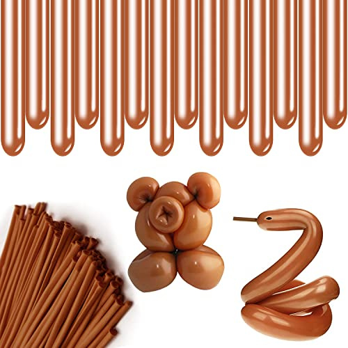 Rimobul 100PCS 260Q Balloon Twisting Animal Long Thickening Latex Twisting Modeling Long Magic Balloons for Animal Shape,Birthdays,Clowns (Brown)