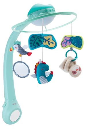 Infantino 3-in-1 Projektor Musik-Mobile, Umwandelbares Mobile, Lichtprojektor für Tisch & Kinderbett mit Weckmodus zur Tageslichtsimulation, Inkl. 6 Melodien & 4 Naturgeräuschen, Blau