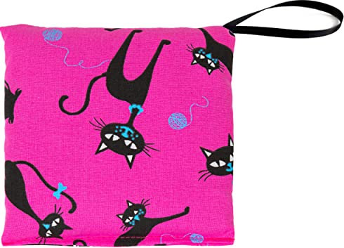 Lavendelblüten Duftkissen Kräuterkissen 12x12cm + Aufhänger - Katze-pink - 100% naturrein. Lavendel Kissen