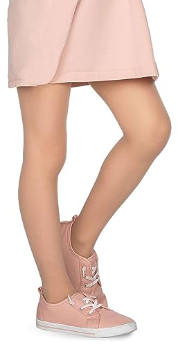 looksy Tonia 20 DEN Medias Italianas Para Niñas Ligeras Y Transparentes Con Pies Escolares De Danza De Ballet, Natural 7/8 años (122/128 cm)