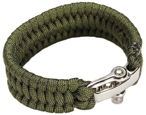 SagaSave Pulsera de Paracord de Supervivencia para Exteriores, Pulsera de Cuerda de Paracaídas de Emergencia con Hebilla Ajustable para Viajes, Camping y Senderismo, 20-25 cm, Acero inoxidable