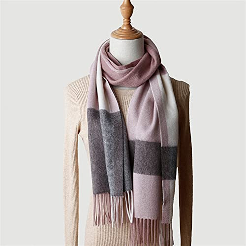 EXENXA Schal Kaschmirschal Frauen Damen Plaid Gestreifter Kaschmirschal Weich Warm Stola Hals Dicker Warm Herbst Winter Kaschmirschal (Farbe: Grau, Größe: 180-30 cm) (10 180)
